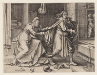 KG 01751
<br/>
Jozef ontsnapt aan Potifars vrouw
<br/>
<em>Leyden, Lucas van (1494-1533)</em>